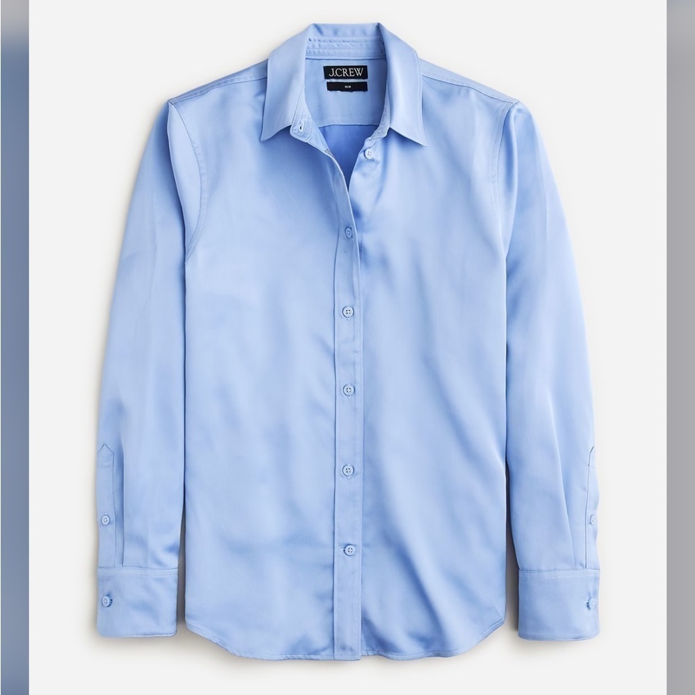 J crew Slim-fit drapey shirt in luster crepe watercolor blue